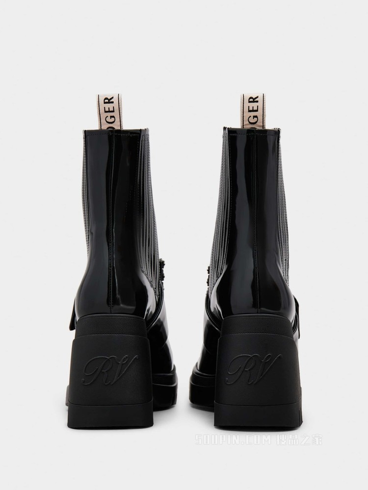 Viv' Rangers钻扣漆皮靴 黑色