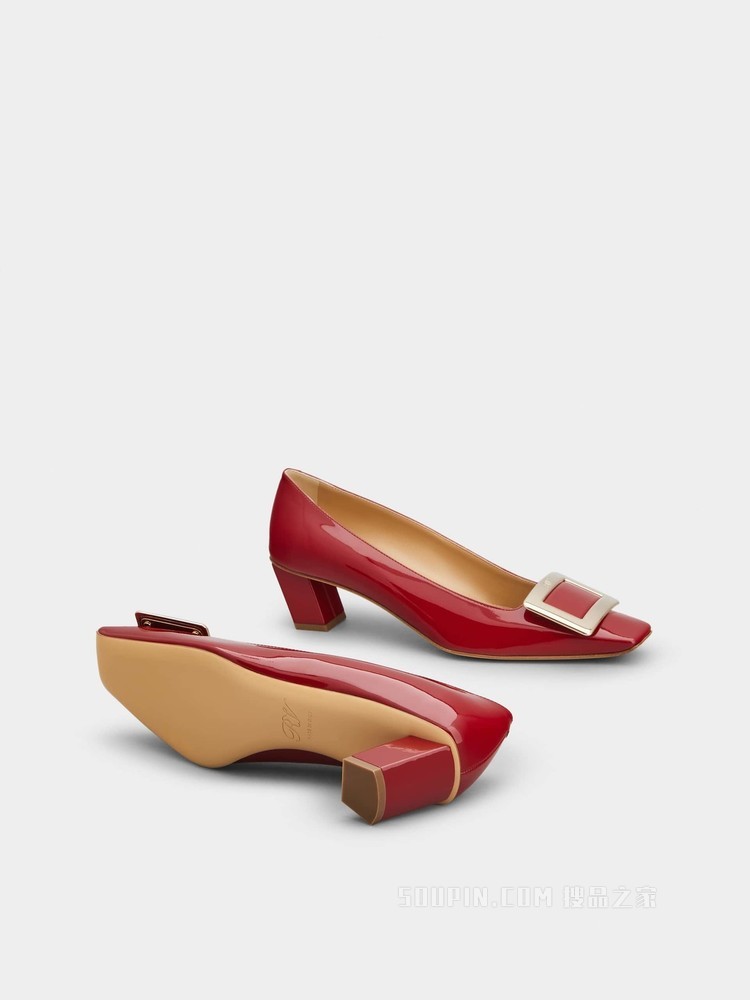 Belle Vivier金属扣单鞋 红色