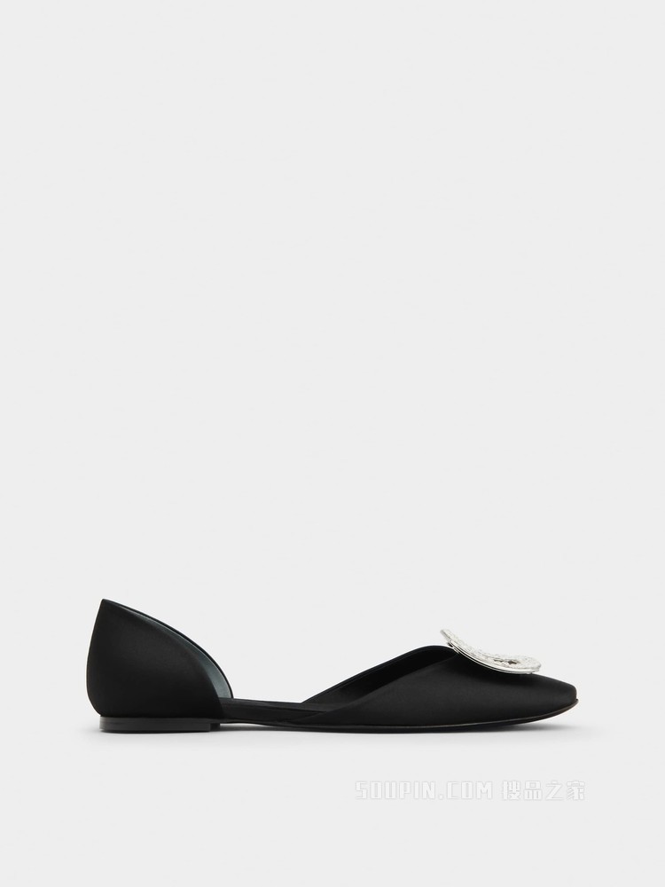 Roger Vivier Chips チップス 方钻フラットシューズ ブラック Roger Vivier Chips チップス 方钻フラットシューズ ブラック