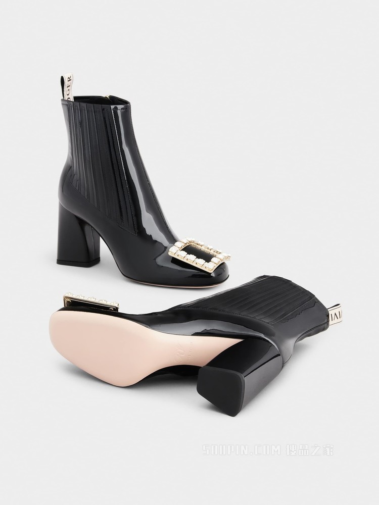 Très Vivier Chelsea Strass 钻扣切尔西靴 黑色