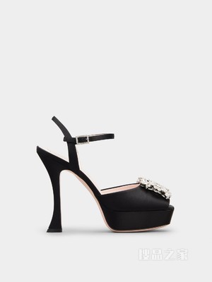 RV Bouquet 钻扣丝缎凉鞋 黑色