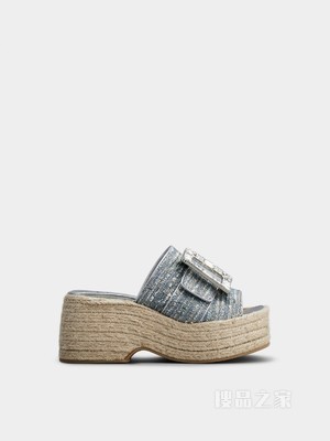 Strass Buckle 钻扣织物厚底穆勒鞋 彩色