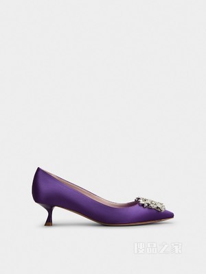 RV Bouquet Strass Buckle Pumps in Satin 紫色