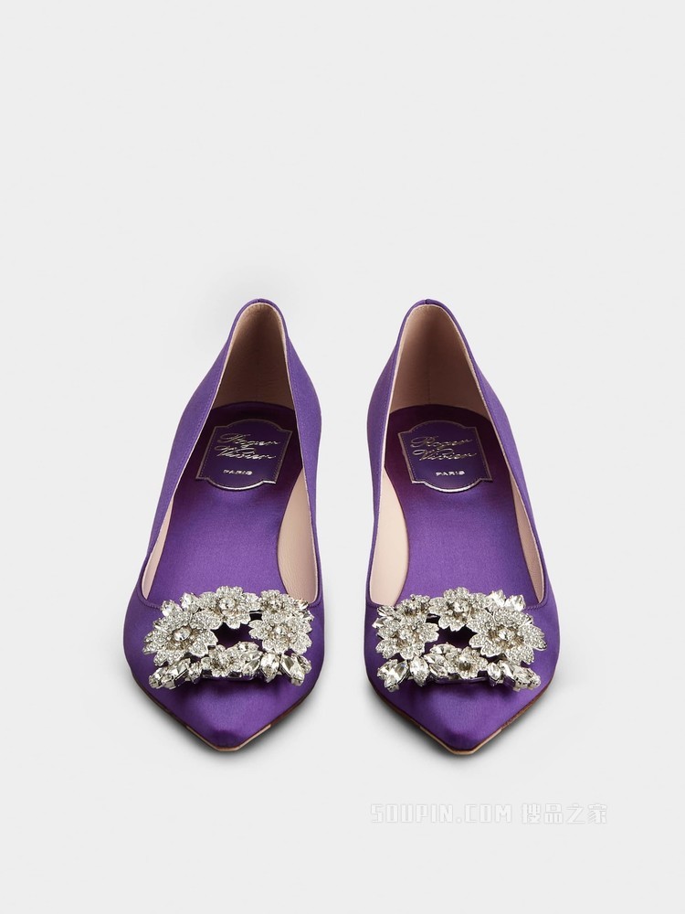 RV Bouquet Strass Buckle Pumps in Satin 紫色