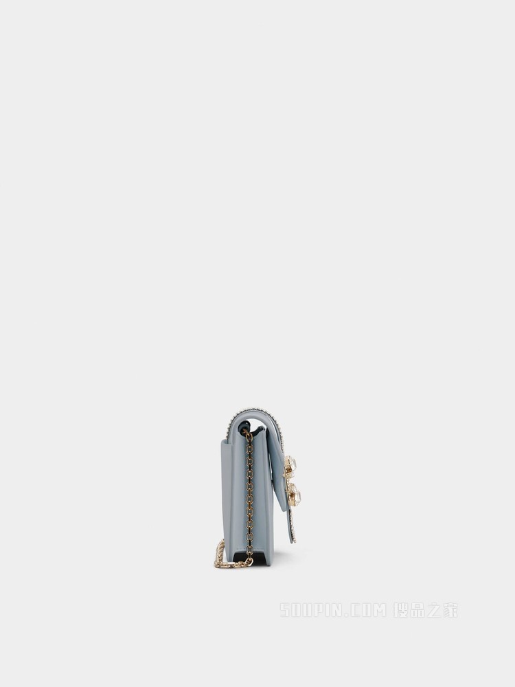 Miss Vivier Strass Buckle Clutch in Leather 灰色
