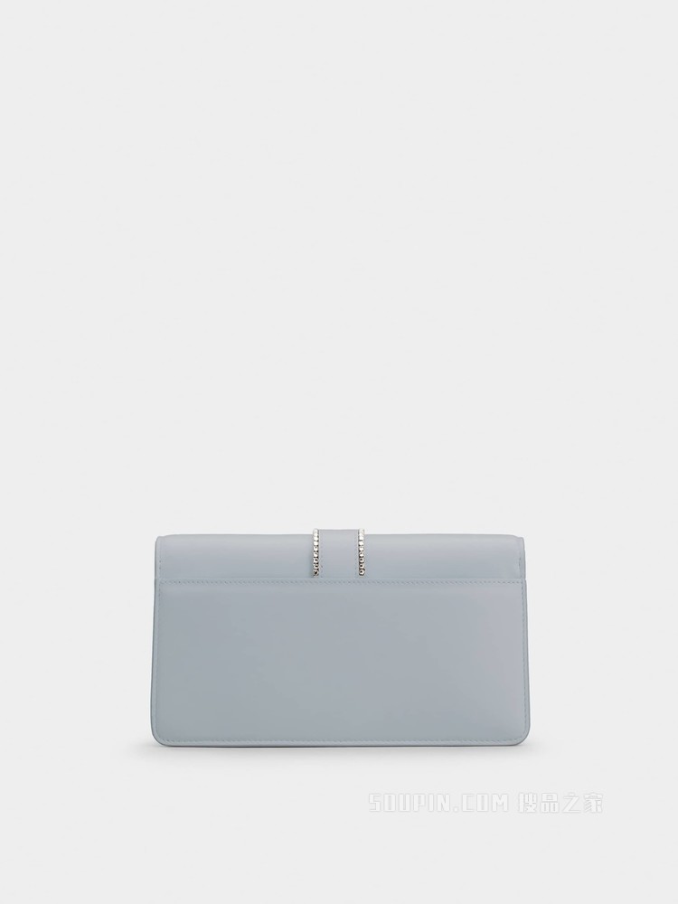 Miss Vivier Strass Buckle Clutch in Leather 灰色
