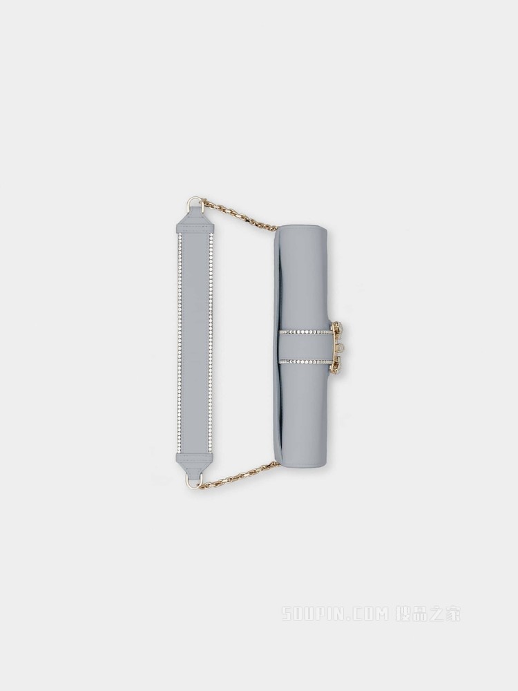 Miss Vivier Strass Buckle Clutch in Leather 灰色