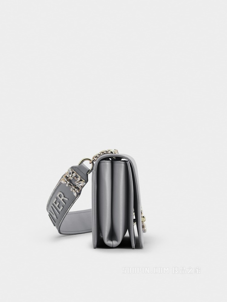 Miss Vivier Strass Buckle Bag in Soft Leather 灰色