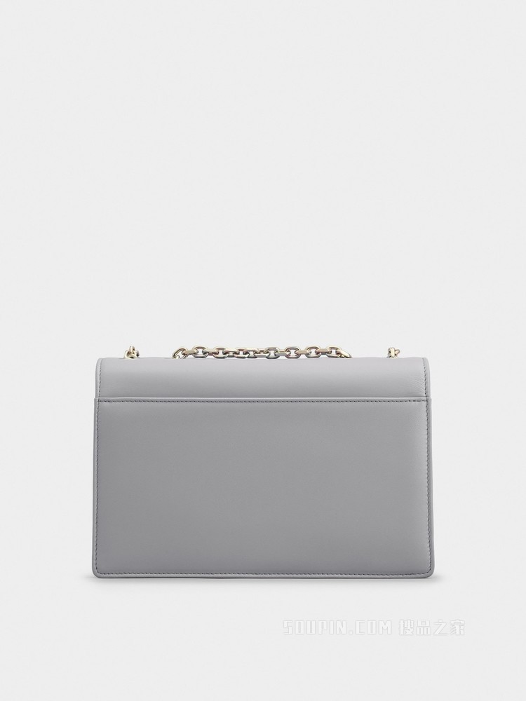 Miss Vivier Strass Buckle Bag in Soft Leather 灰色