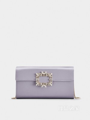 Broche Vivier Buckle Clutch in Satin 紫色