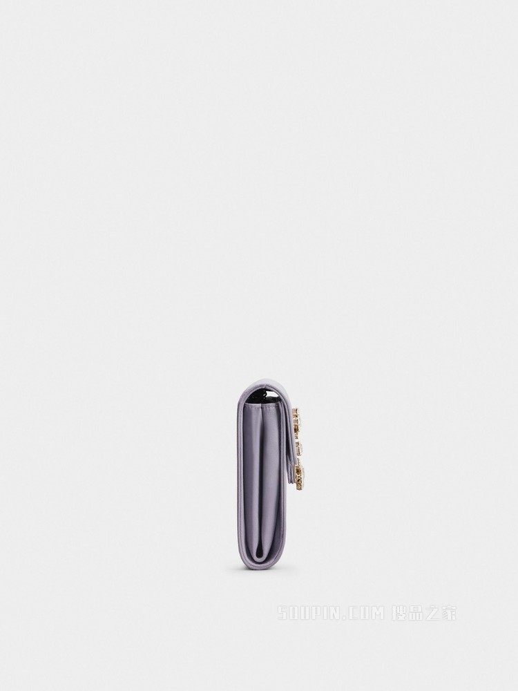 Broche Vivier Buckle Clutch in Satin 紫色
