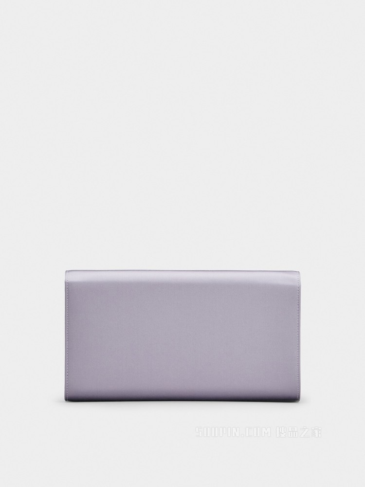 Broche Vivier Buckle Clutch in Satin 紫色