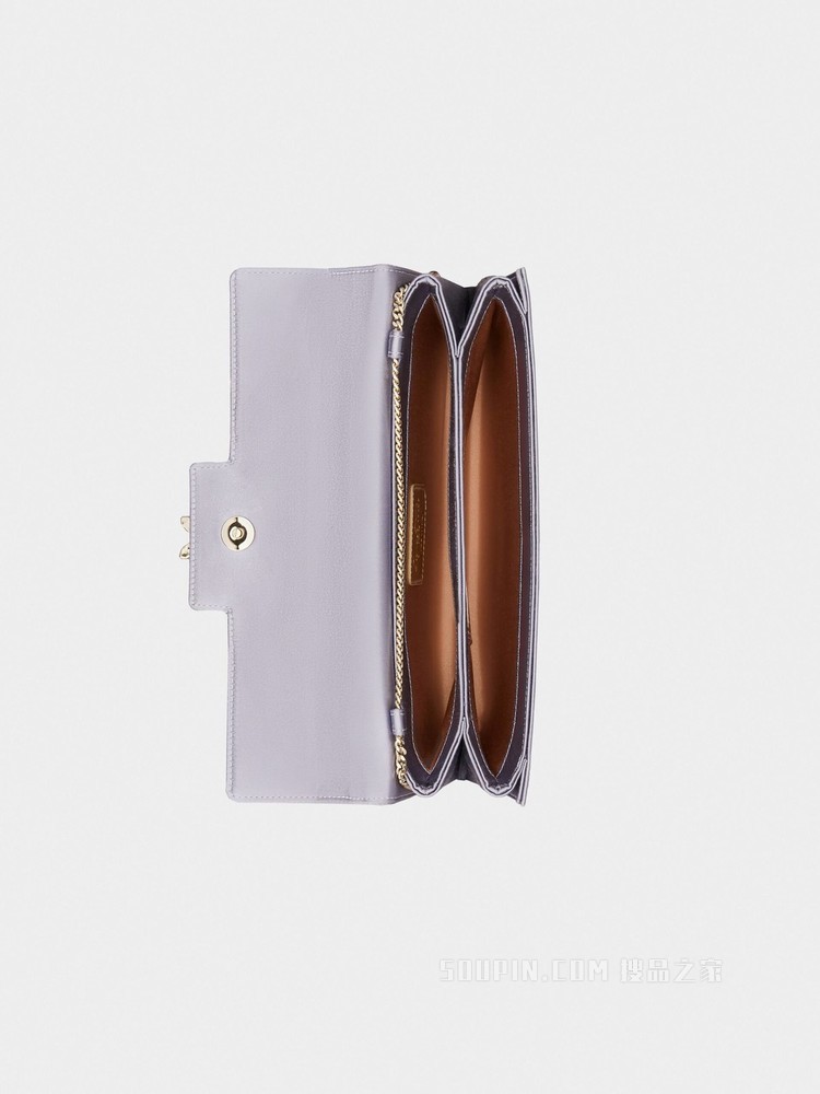 Broche Vivier Buckle Clutch in Satin 紫色