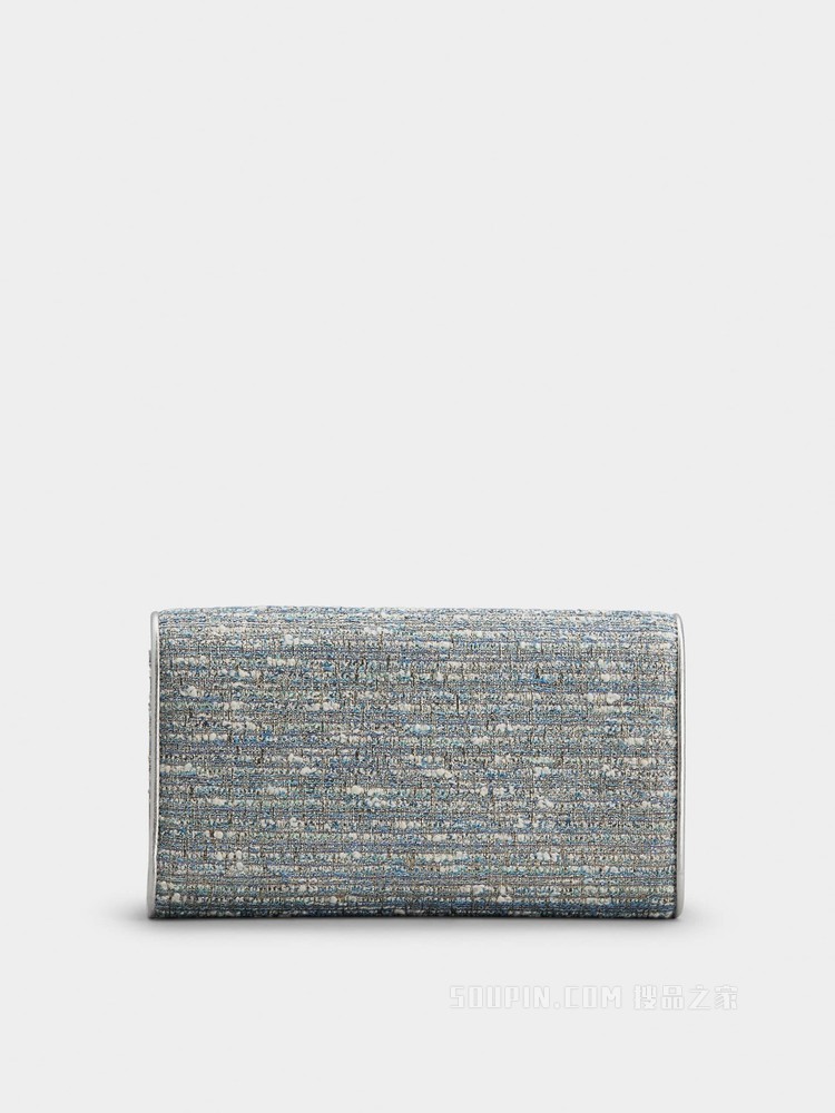 Flower Strass Buckle Piping 花钻织物手拿包 彩色