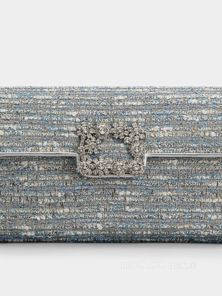 Flower Strass Buckle Piping 花钻织物手拿包 彩色