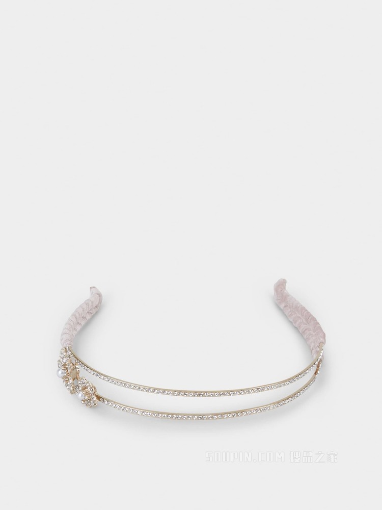 RV Bouquet 钻扣天鹅绒发带 彩色