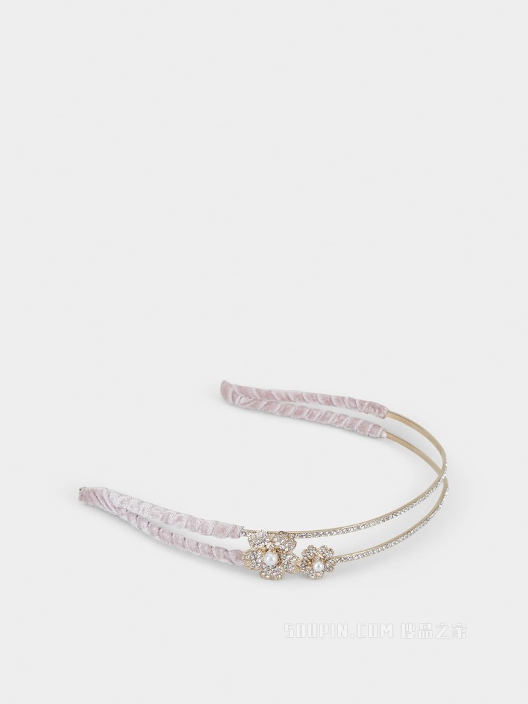 RV Bouquet 钻扣天鹅绒发带 彩色