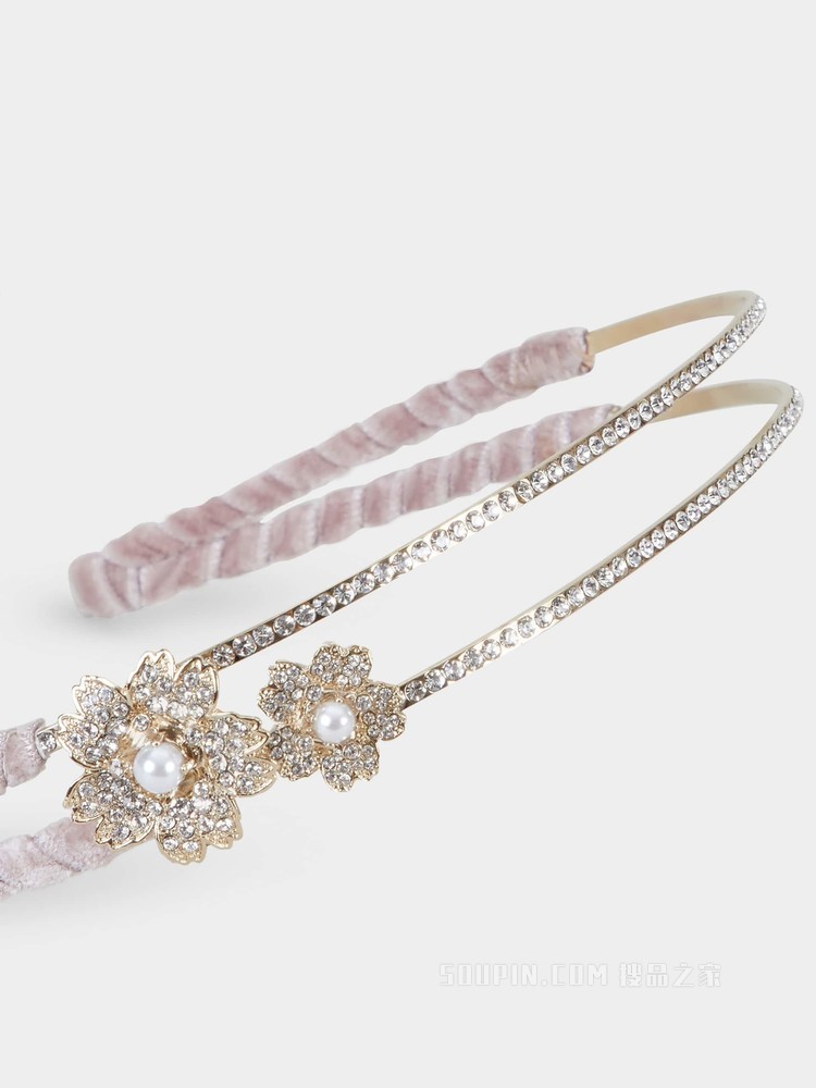 RV Bouquet 钻扣天鹅绒发带 彩色