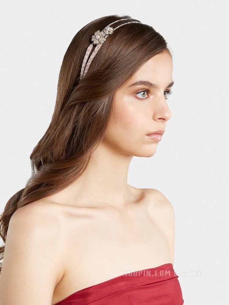 RV Bouquet 钻扣天鹅绒发带 彩色