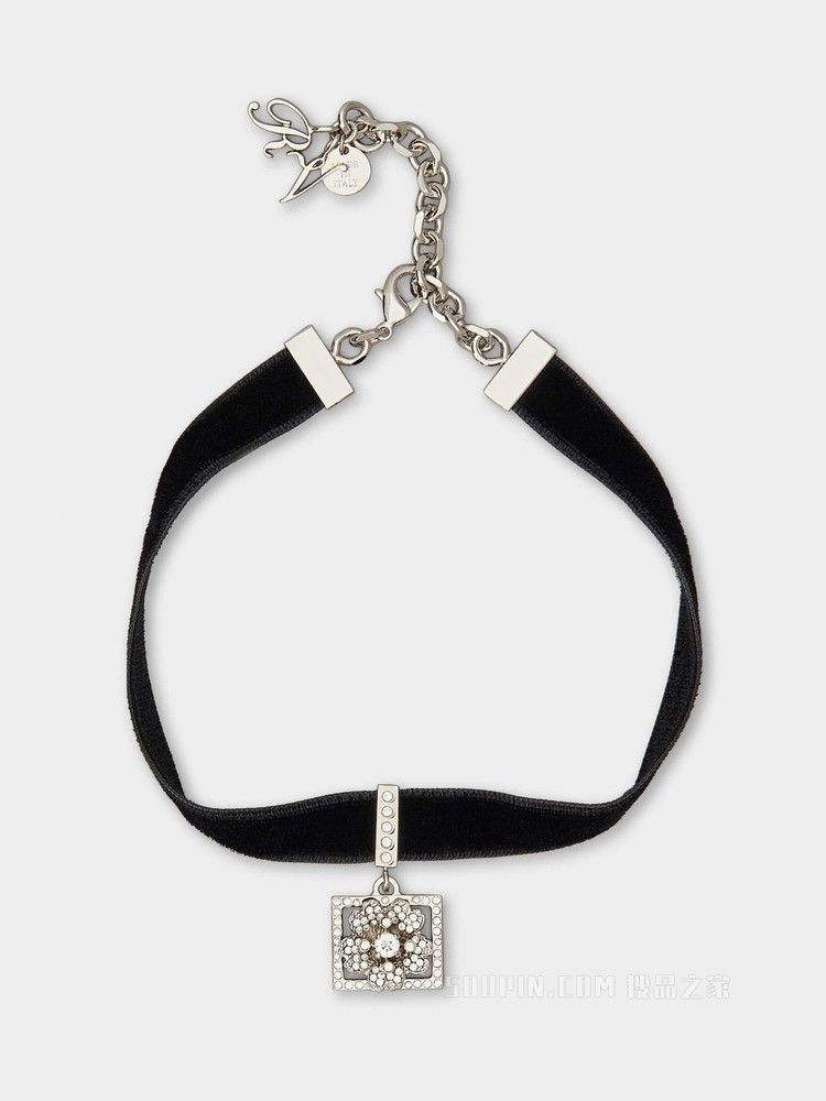 Bouquet Strass Buckle Choker项链 黑色