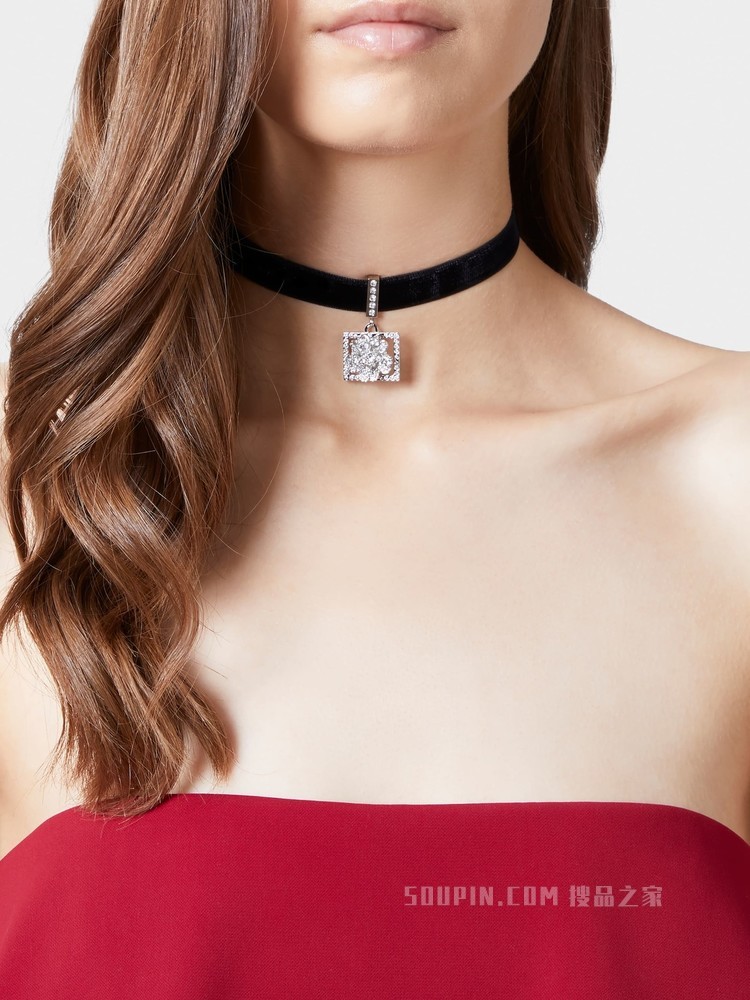 Bouquet Strass Buckle Choker项链 黑色