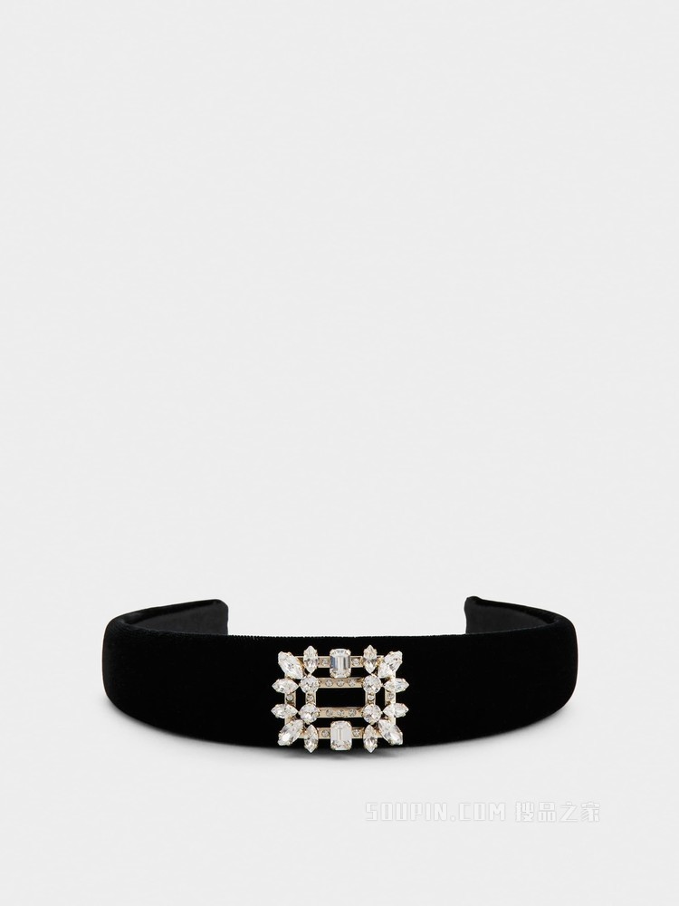 Broche Vivier 钻扣天鹅绒发箍 黑色
