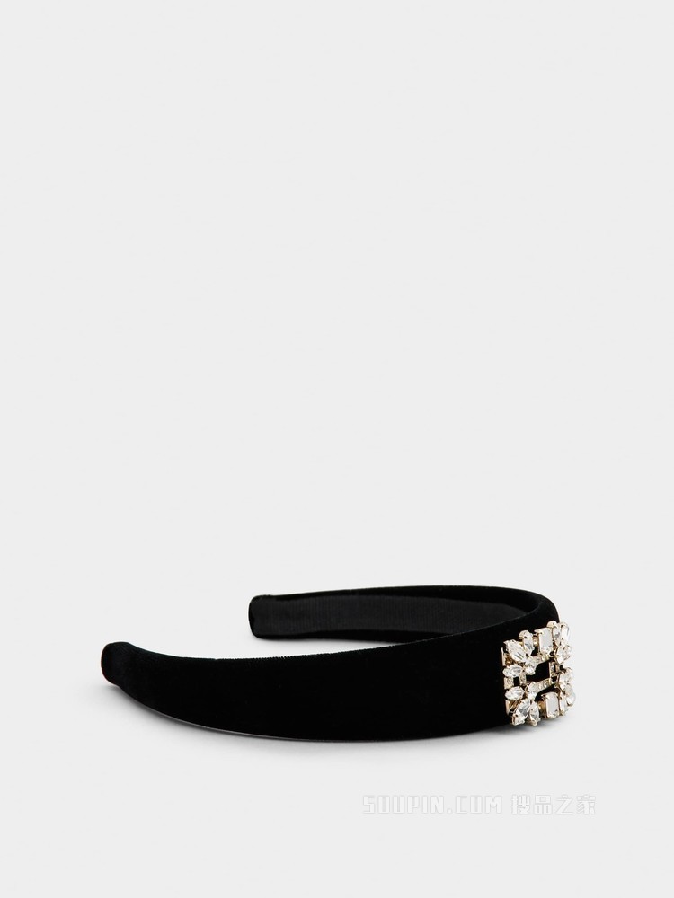 Broche Vivier 钻扣天鹅绒发箍 黑色