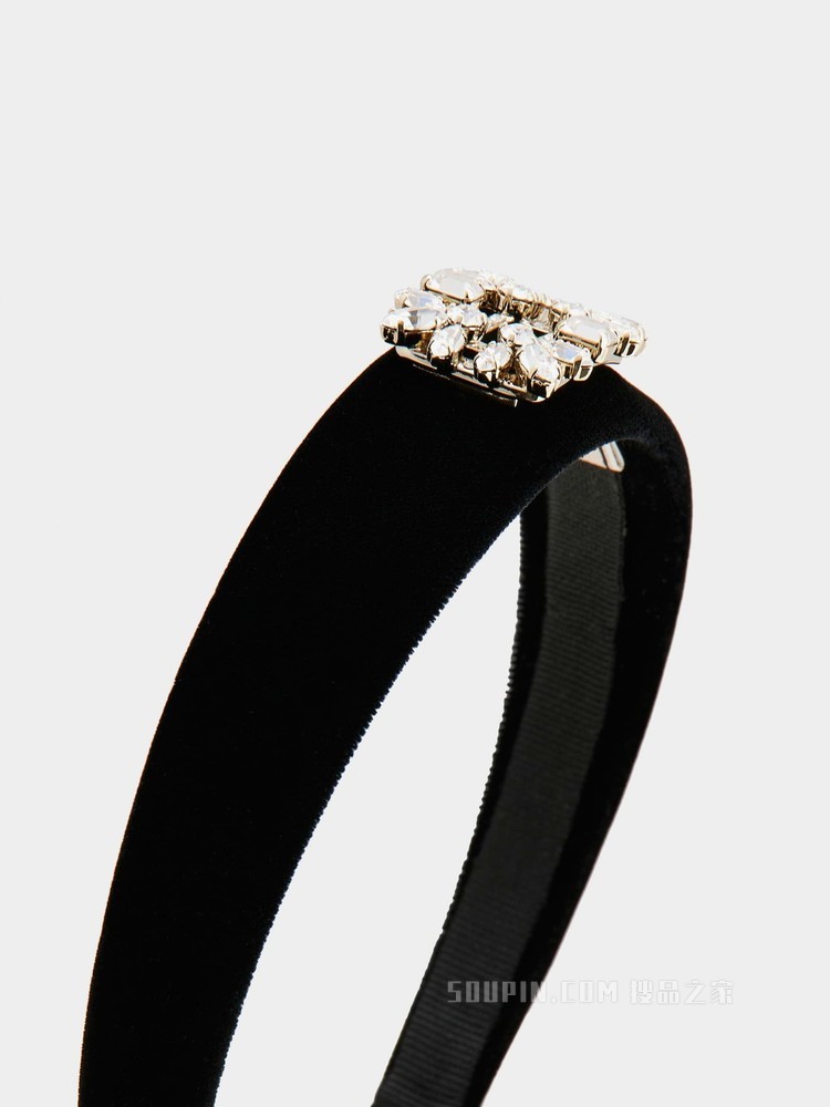 Broche Vivier 钻扣天鹅绒发箍 黑色