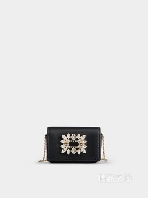 Broche Vivier 钻扣柔软皮革迷你小包 黑色