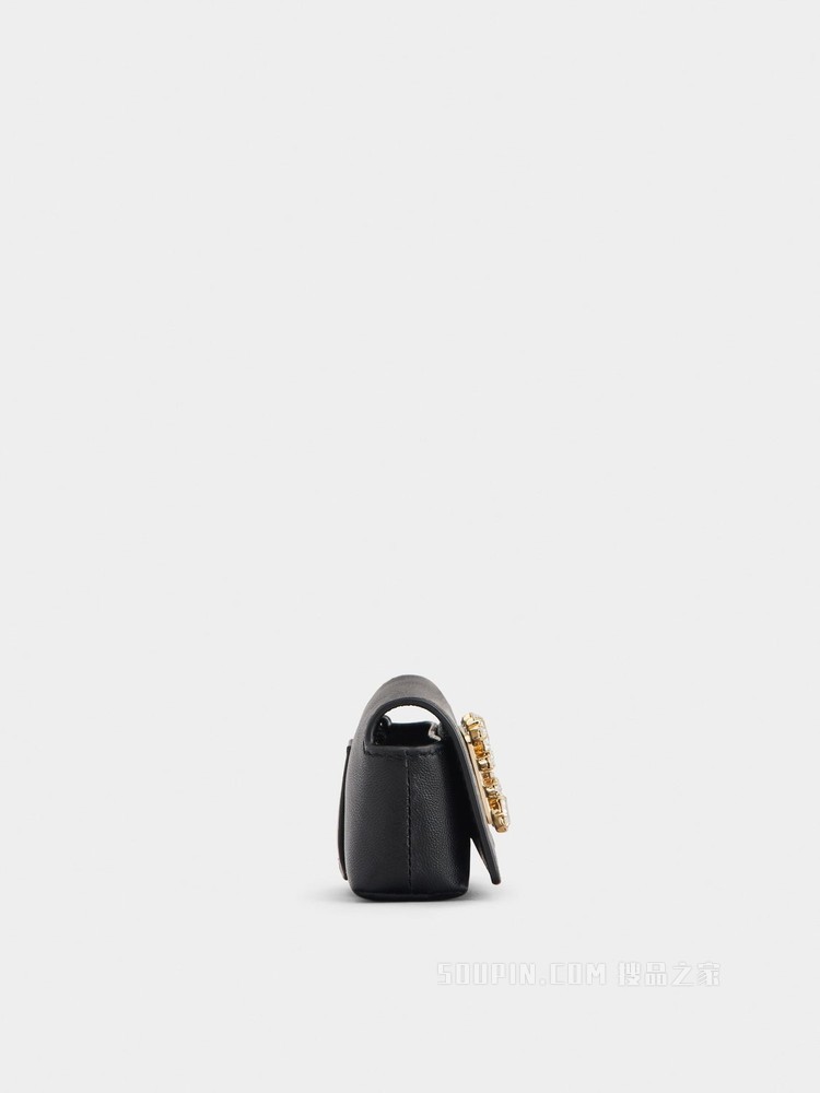 Broche Vivier 钻扣柔软皮革迷你小包 黑色