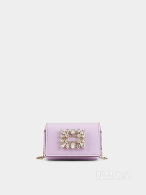 Broche Vivier 钻扣柔软皮革迷你小包 紫色