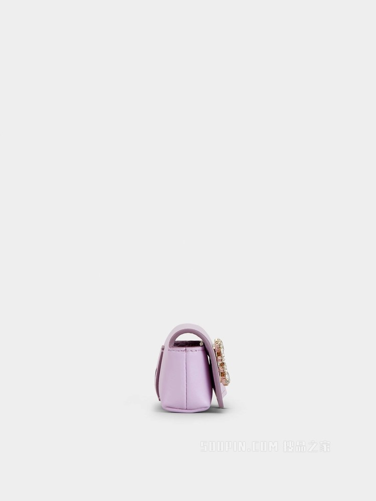 Broche Vivier 钻扣柔软皮革迷你小包 紫色
