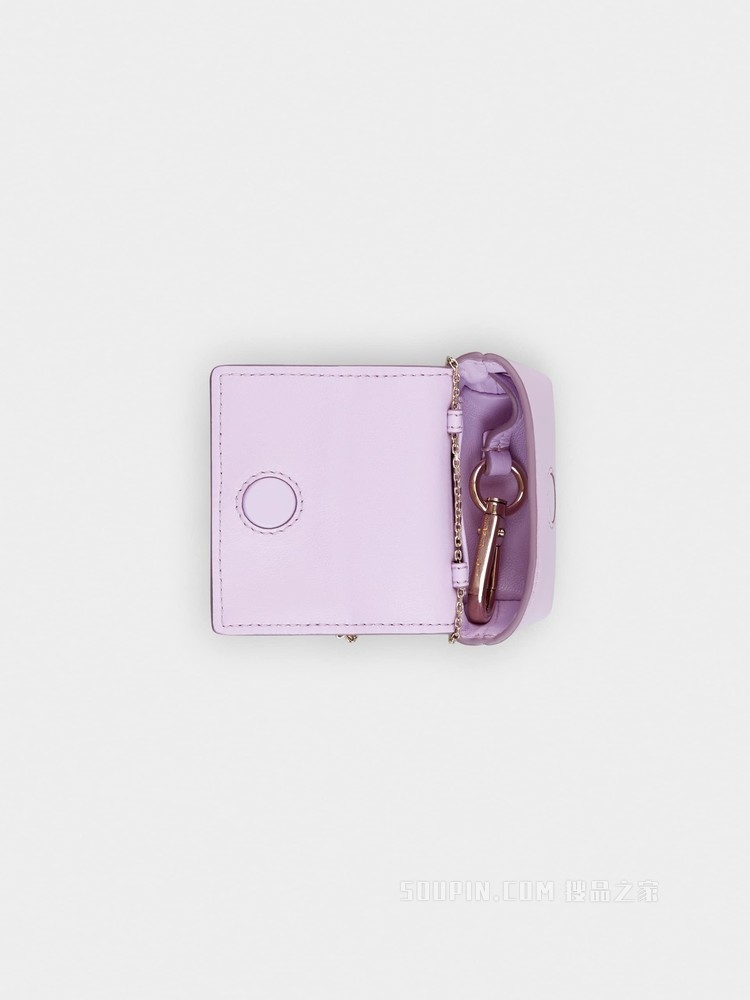 Broche Vivier 钻扣柔软皮革迷你小包 紫色