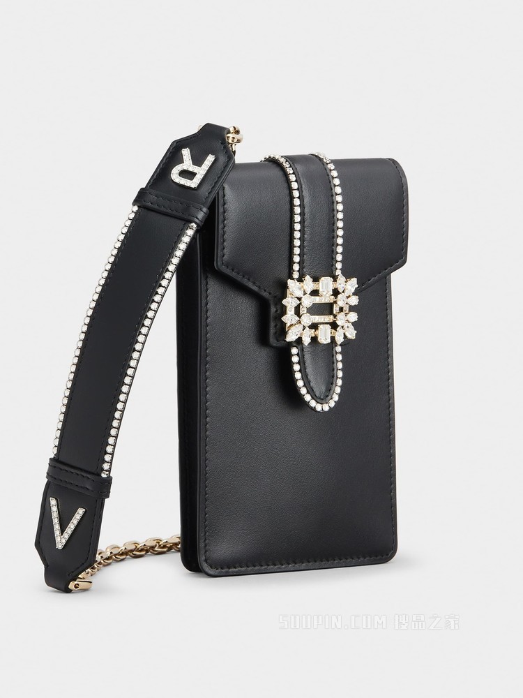 Broche Vivier 凡尔赛钻扣手机包 黑色