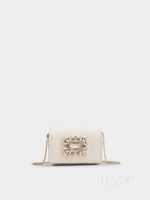 Broche Vivier 钻扣柔软皮革迷你小包 奶油色