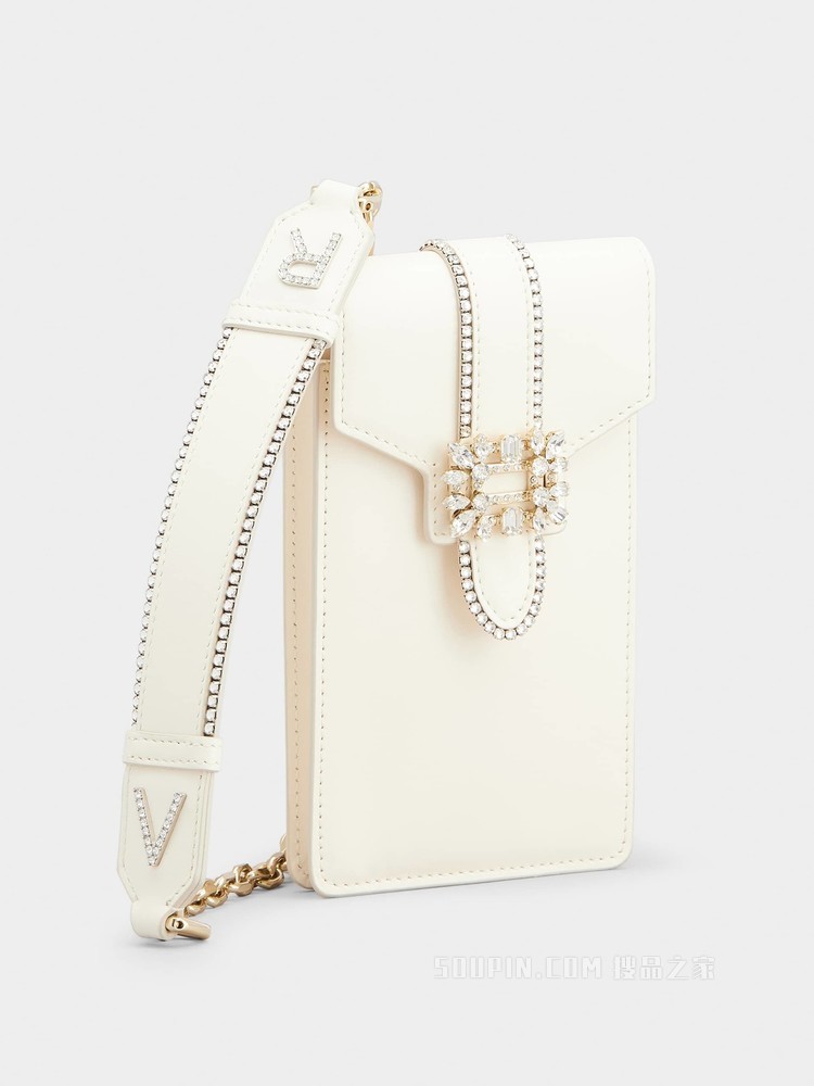 Broche Vivier 凡尔赛钻扣手机包 奶油色