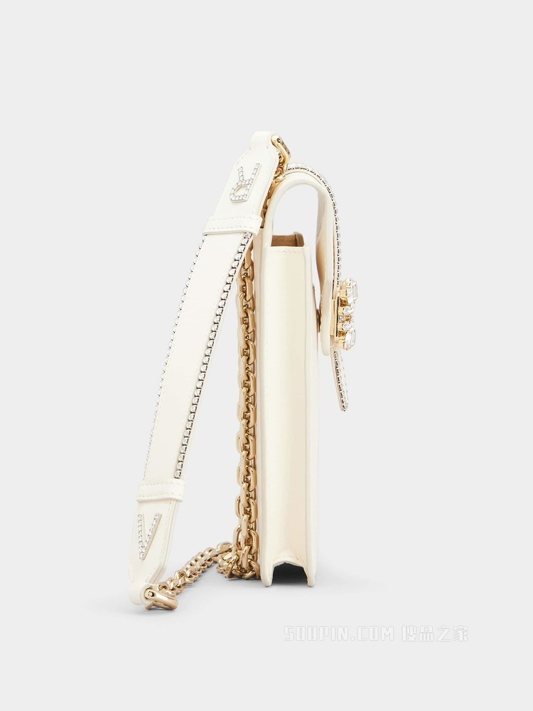 Broche Vivier 凡尔赛钻扣手机包 奶油色