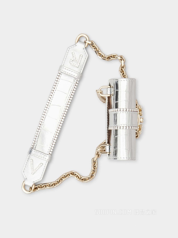 Broche Vivier 凡尔赛钻扣手机包 银色