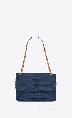 NIKI中号仿拉菲草和皮革手袋