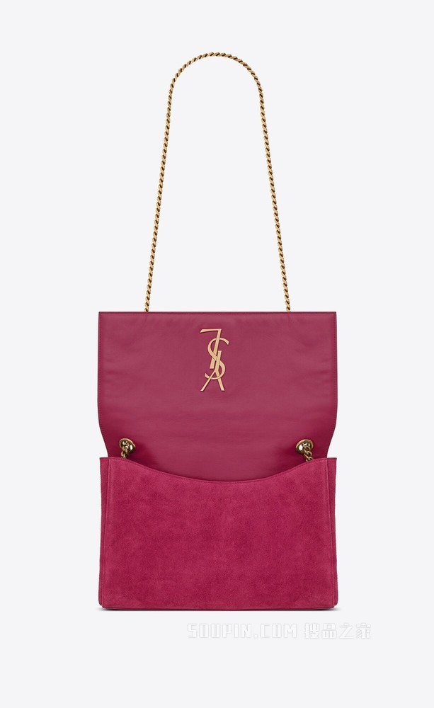 KATE中号绒面材质和光滑皮革双面链条包