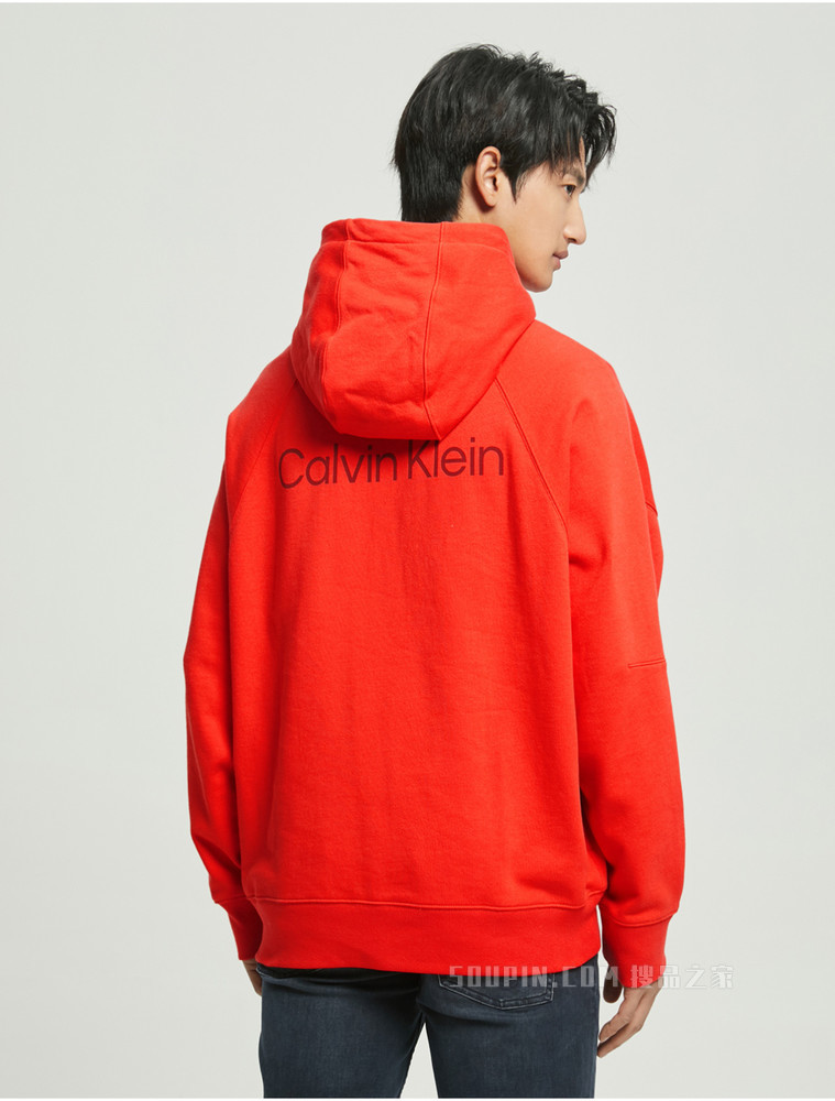 【简约系列】Calvin Klein 22春夏新款男女同款简约LOGO抽绳连帽卫衣40630ST