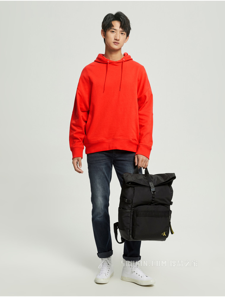 【简约系列】Calvin Klein 22春夏新款男女同款简约LOGO抽绳连帽卫衣40630ST