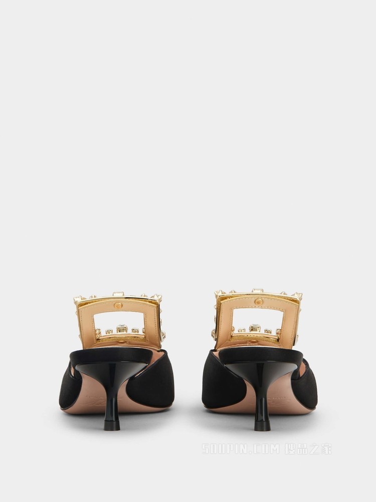 Broche Vivier 凡尔赛钻扣丝缎穆勒鞋 彩色