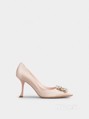 RV Bouquet Strass Pearl Buckle Pumps in Satin 粉色