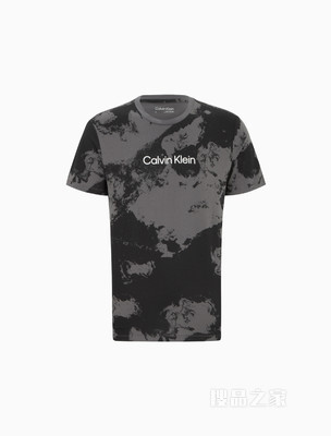 Calvin Klein 22春夏新品男士潮流时尚圆领纯棉做旧印花LOGO短袖T恤40IC807