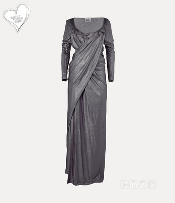 Long Draped Fitted Dress