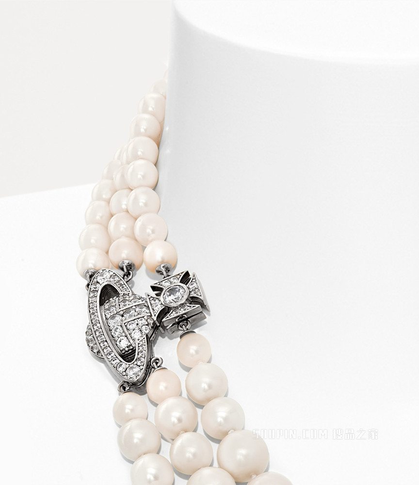 Graziella Three Row Pearl Necklace