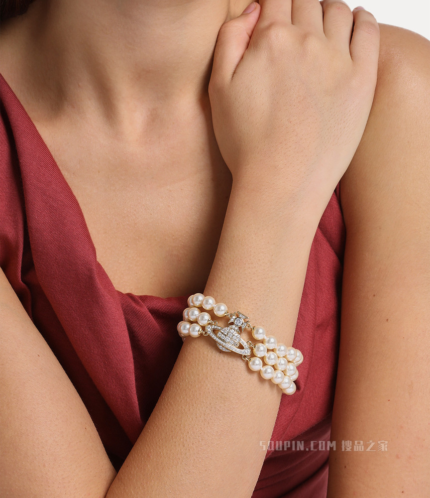 Graziella Three Row Pearl Bracelet