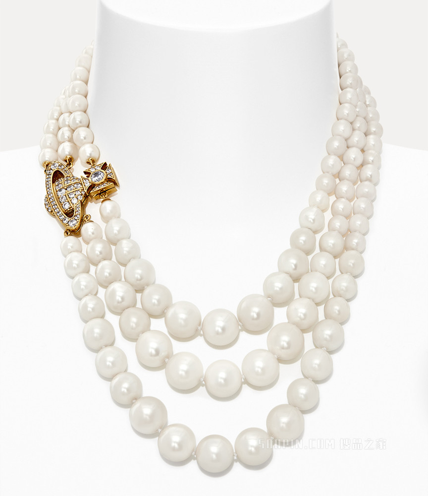 Graziella Three Row Pearl Necklace