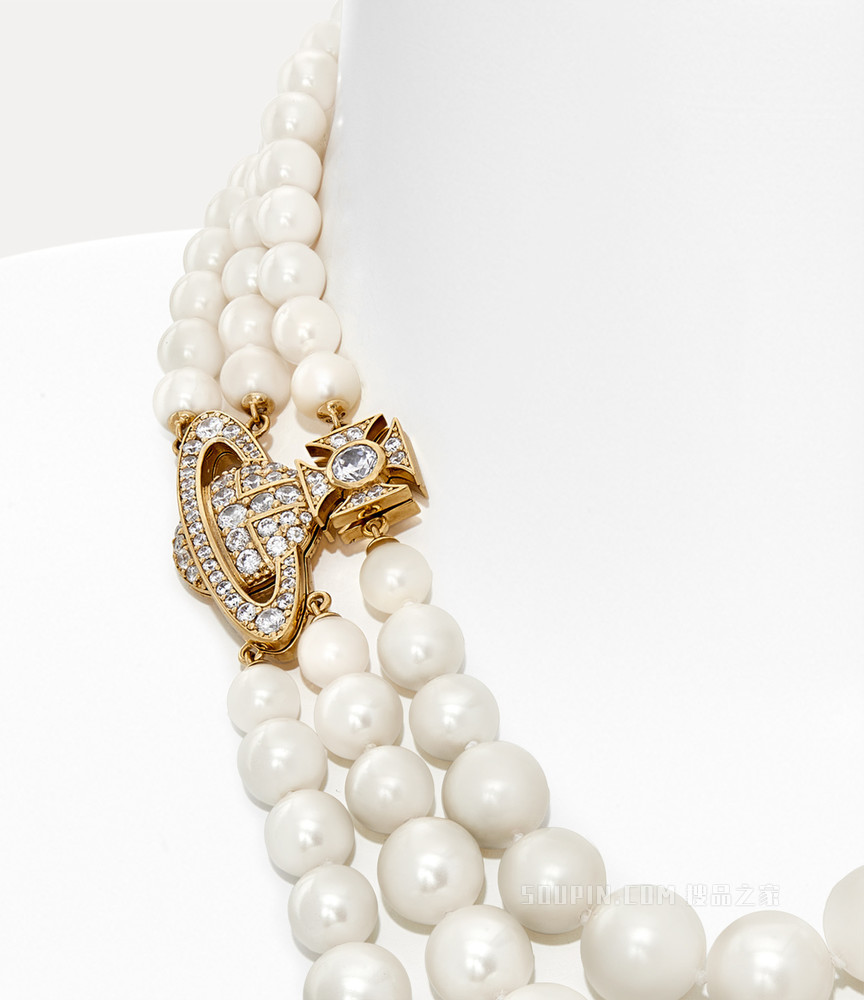 Graziella Three Row Pearl Necklace